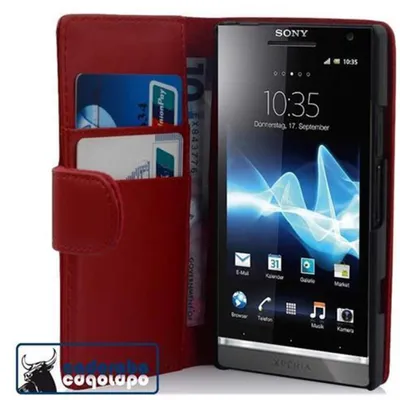 Produktbild von Cadorabo Hülle für Sony Xperia S Schutz Hülle in Rot Handy Schutzhülle Book Case Etui Cover