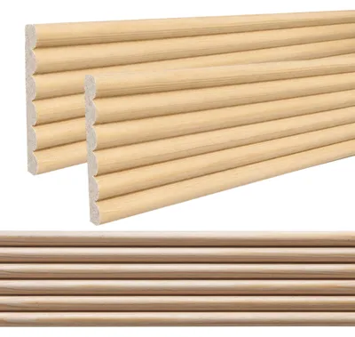 Produktbild von Holz Profilleiste in 50 x 7 x 1000 mm | 2er Set - 2 Meter | Schnitzleiste aus Kiefernholz SK-581 mit 3D Stab-Fläche