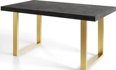 Obrázek produktu pro Alpi Moebel, obdélníkový jídelní stůl Loft-U, moderní stůl v industriálním stylu, 200 x 100 x 77 cm, tmavě šedý se zlatými kovovými nohami