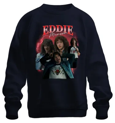 Produktbild von Eddie Munson Hellfire Club Stranger Metal Geschenk Vintage Sweatshirt Pullover, Navy, XXL
