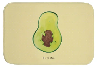 Produktbild von Mr. & Mrs. Panda duschmatte Avocado Kern - Gelb Pastell - Geschenk, badezimmervorleger, Badvorleger, Avokado, Pflanze, Spruch Leben, Badteppich, Teppich Bad, Badematte