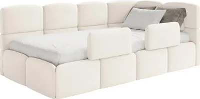 Obrázek produktu pro Selsey Cloudy – dětská postýlka 120×200, čelo vpravo, matrace a úložný prostor, samet krémový