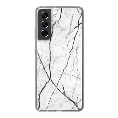 Produktbild von MuchoWow® Handyhülle Schutzhülle Hülle für Samsung Galaxy S21 FE Marmor - Schwarz - Weiß Silikon Softcase Handy Hülle - Mobiltelefonhülle