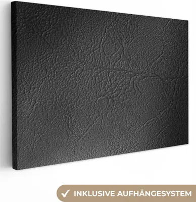 Produktbild von OneMillionCanvasses® - Leinwandbilder - 150x100 cm, Leder - Lederoptik - Industriell - Schwarz, Wandbilder Kunstdruck Wanddekoration