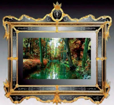Produktbild von Casa Padrino Luxus Barock Spiegel Gold - Prunkvoller Wandspiegel im Venezianischen Stil mit integriertem 40 Zoll TV - Hotel Möbel - Barock Möbel - Luxus Möbel im Barockstil -  Italy