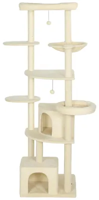 Productafbeelding van PawHut Kraboom, groot, 200 cm. Kattenboom met bedden, holtes, plateaus en speeltjes