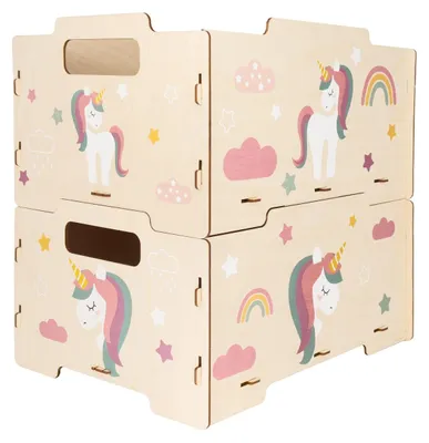 Produktbild von Stapelbare Aufbewahrungsboxen für Kinder Unicorns