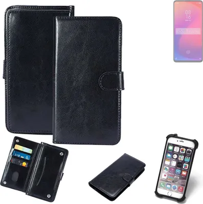 Produktbild von K-S-Trade 360° Hülle kompatibel mit Xiaomi Mi 9T Pro schwarz Kunstleder Case BookCase WalletCase Kunstlederederhülle Handyhülle, Rundumschutz