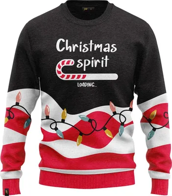 Obrázek produktu pro JAP Christmas Ošklivý vánoční svetr Christmas spirit - 100% recyklovaný - Uni pro ženy i muže - Černá - Velikost XXXL