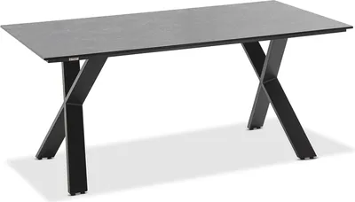 Produktbild von Gartentisch Noha 160x95 Tischplatte HPL Granit X-Gestell Aluminium Anthrazit