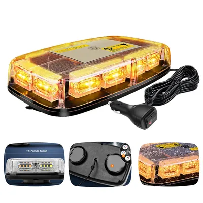 Produktbild von 48 LED Rundumleuchte Blinklicht -16 Modi 12/24V Blitzleuchte Amber Warnleuchte Magnetische Notfallblinklampe Wiederherstellungswarnung gelbes Dec