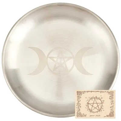 Mond-Ritualplatte aus Edelstahl, rund, 14 cm