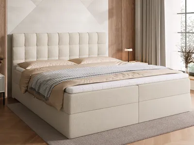 Produktbild von BroMARKT Boxspringbett DETROIT mit 2 Bettkasten, Bonell-Matratze, Polsterbett, Bett (Beige, Cosmic 10, 180 x 200 cm)