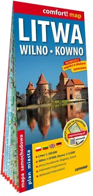 Zdjęcie produktu dla Litwa Wilno Kowno laminowana mapa samochodowa 1:700 000/1:10 000/1:15 000