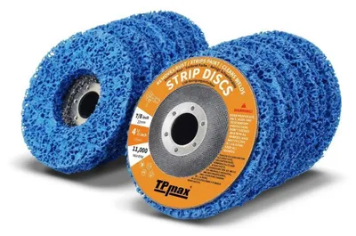 Productafbeelding van Schuur- en polijdschijven voor het verwijderen van roest en verf, 10 stuks, 11,4 x 2,2 cm, polyurethaan schuurbladen voor haakse slijpmachines, blauw