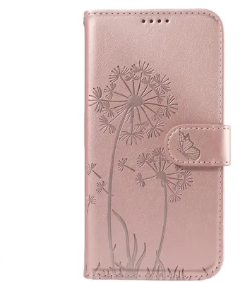 Zdjęcie produktu dla Etui ochronne typu "klapka" do telefonu Galaxy S26, wzór: kwiaty i motyle, kolor: różowy (odcień szampana)