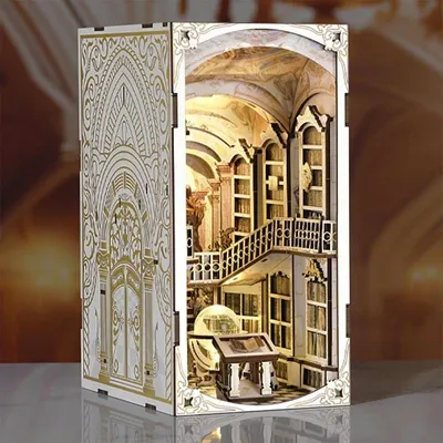 Obrázek produktu pro Habarri | DIY Book Nook - Library of the Gods - Puzzle 3D - Miniaturní stavebnice s nábytkem a LED světlem - Book Nook Kit