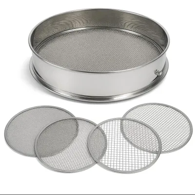Edelstahl-Bodensieb 30 cm, 4 Siebeinsätze (2-10 mm)
