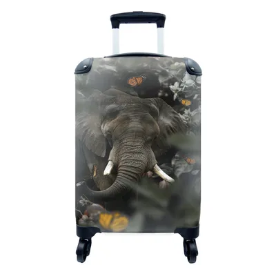 Produktbild von MuchoWow® Koffer Handgepäck Trolley Rollkoffer Kleine Reisekoffer mit 4 Rollen - Elefant - Schmetterling - Dschungel - Cabin Size < 55x40x23 cm & 55x40x20 cm - Fotokoffer - Kabinenkoffer - Boardgepäck - Reise-Box - Reisekoffer - Reisegepäck - Koffer mit Bild - Trolley für Kinder