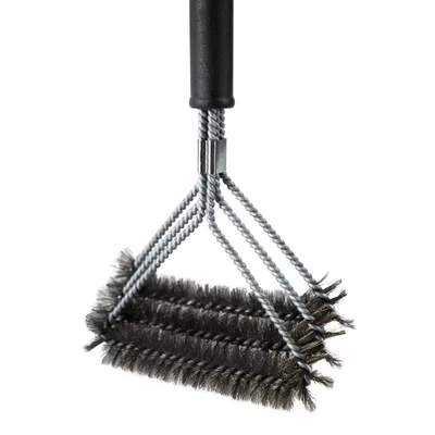 Image de Blumtal Brosse à barbecue en acier inoxydable - Brosse à barbecue premium, Accessoires Brosse métallique, Tête de 3, Longue poignée (Noir)