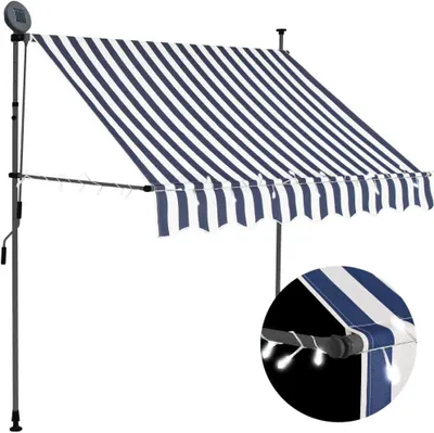 Obrázok produktu pre Ručne zaťahovacia markíza s LED 200 cm, modro biela