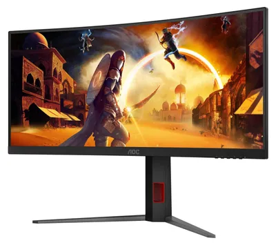 Produktbild von AOC G4 CU34G4, 86,4 cm (34"), 3440 x 1440 Pixel, Wide Quad HD, LED, 1 ms, Schwarz, Rot