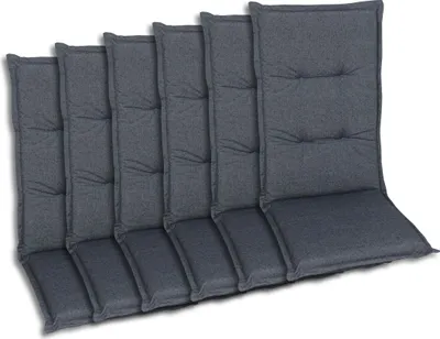 Produktbild von GO-DE Textil, Sesselauflage Mittellehner, 6er-Set, Farbe: anthrazit, Maße ca.: 108 cm x 50 cm x 6 cm
