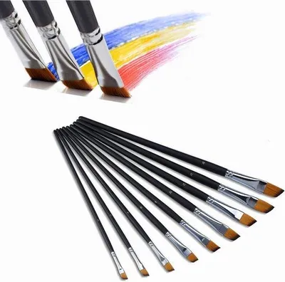 Imagen del producto de Kit profesional de 9 pinceles de diferentes tamaños, ideal para pinturas acrílicas, acuarelas y óleos, perfecto para uso doméstico y escolar