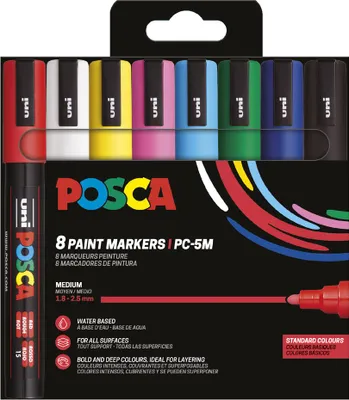 Produktbild von POSCA Pigmentmarker POSCA PC-5M 8er Box Standard