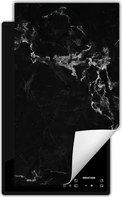 Produktbild von DarHaus Herdabdeckplatte 1 teilig 30x52 cm Anti Rutsch Matte Aufrollbar, Marmor - schwarz
