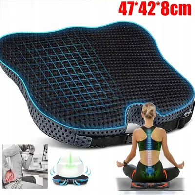 Obrázek produktu pro Ergonomické sedátko s paměťovou pěnou a prodyšnou 3D síťovinou – neklouzavé, s popruhem, do auta, do kanceláře i domů