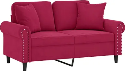 Produktbild von vidaXL 2-Sitzer-Sofa mit Zierkissen Weinrot 120 cm Samt