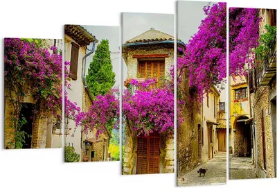 Produktbild von Bild auf Leinwand - Leinwandbild - Straße Sommer Blumen - 150x100cm - Wand Bild - Wanddeko - Leinwanddruck - Bilder - Kunstdruck - Wanddekoration - Leinwand bilder - Wandkunst - EG150x100-3589