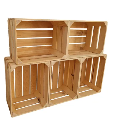 Produktbild von Dekokiste 40x30x23 cm 5er Set - Holzkiste Aufbewahrung als Schuhregal Möbelbau - Natur Vintage