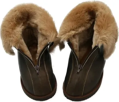 Produktbild von Lammfell Hausschuhe - ALASKA DUNKELBRAUN - Schuhgröße: EUR 43