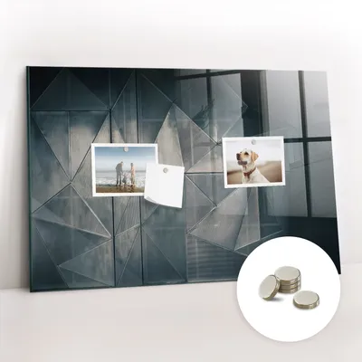 Obrázok produktu pre Magnetická tabuľa na stenu - Memo Tabuľa Sklenená - vrátane 5 magnetov - 60x40 cm - Kovová abstrakcia