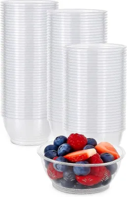 Image de Petits pots à dessert en plastique, ronds, 75 ml, 8,5 x 4,5 cm