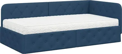 Obrázek produktu pro vidaXL Rohový rám postele modrý 90 x 190 cm látka