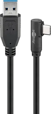 Produktbild von Goobay USB-C™ auf USB A 3.0 Kabel 90°, schwarz, USB 3.0-Stecker (Typ A) > USB-C™-Stecker