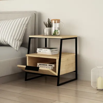 Produktbild von DECORTIE Pal Modern Nachttisch Eiche Mehrzweck , 45 x 40 x 50 cm