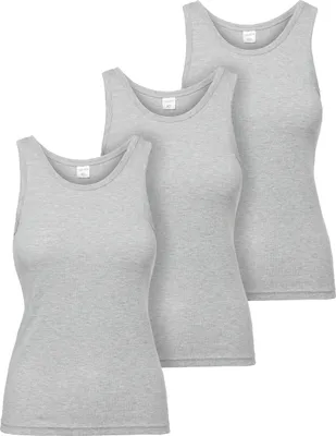 Produktbild von Ladeheid Unterhemd Damen Baumwolle Tank Top Unterhemden Damen Set 3 Stück LA40-262 (Grau Melange, L)