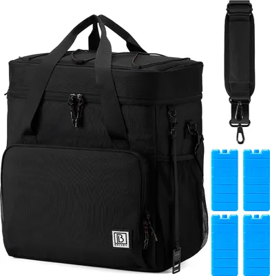 Produktbild von Brisby 4 Schicht isolierte Kühltasche - Lunch Bag 30 Liter - Schwarz mit Orange