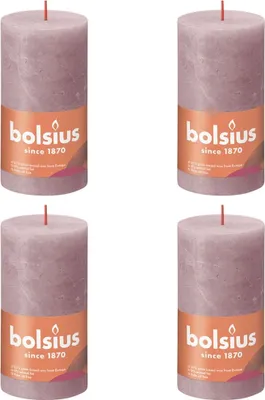 Produktbild von Bolsius Rustikale Stumpenkerzen Shine 4 Stk. 130x68 mm Aschenrosa