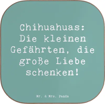 Produktbild von Mr. & Mrs. Panda Untersetzer für Gläser Spruch Chihuahua Liebe - Meeresbrise - Geschenk, Hunderassen, Hunderasse, Eigenschaften, gläseruntersetzer, Hunde, Hundeliebhaber