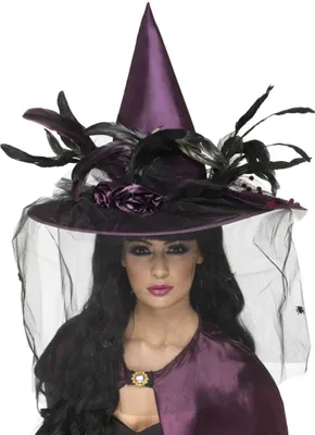 Immagine prodotto di Cappello da strega, piume e rete
