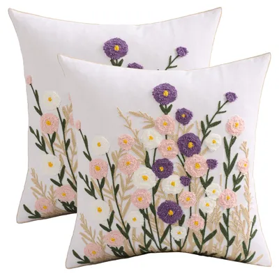 Produktbild von Set aus 2 Kissenbezügen mit Blumenmuster, 45 x 45 cm