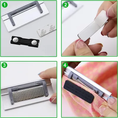 Produktbild von 6 Stück Aluminium Namensschilder - Magnetische Namensschilder mit Papierfach - Namensschilder mit Sicherheitsnadel - 7 x 2,2 CM - Namensschilder für Kleidung und Identifikation
