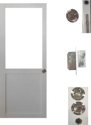 Image de Porte Coulissante Atelier Blanc H204 x L83 sans meneau + serrure a  condamnation