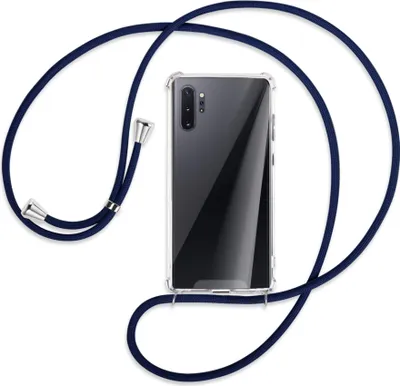 Produktbild von Handykette Backcover-Schutzhülle mit Band (Metall silberfarben) für Samsung Galaxy Note 10 Plus - dunkelblau