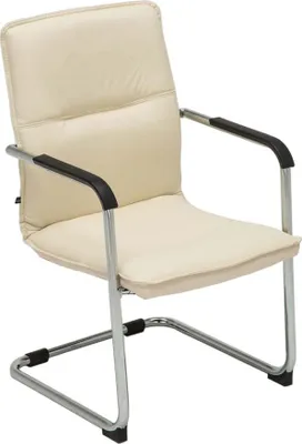 Produktbild von TPFLiving Besucherstuhl Sean Kunstleder Gestell Metall in Chromoptik creme